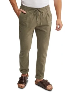 Oxford Fraser Linen Cotton Pullon Pants In Olive -Men's Fashion 948749410 4 1 720x928
