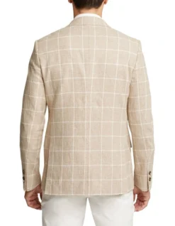 Oxford Blake Linen Cotton Checked Blazer In Natural -Men's Fashion 948783880 3 720x928