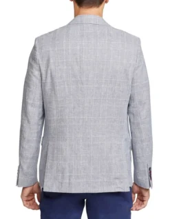 Oxford Blake Linen Cotton Checked Blazer In Sky -Men's Fashion 948783970 3 1 720x928