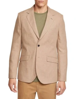 Oxford Blake Linen Cotton Blazer In Chestnut
