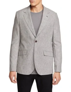 Oxford Blake Linen Cotton Blazer In Grey