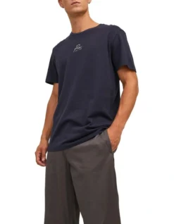 Jack & Jones Castro Short Sleeve Crew Neck Tee In Perfect Navy