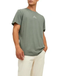 Jack & Jones Castro Short Sleeve Crew Neck Tee In Mulled Basil