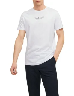 Jack & Jones Archie Short Sleeve Crew Neck Tee In White