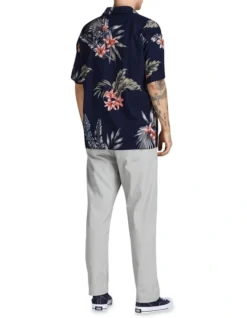 Jack & Jones Tropic Resort Short Sleeve Shirt In Navy Blazer -Men's Fashion 950190040 2 720x928