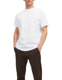 Jack & Jones Badge Heavy Short Sleeve Crew Neck Tee In White
