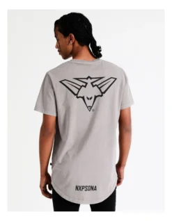 Essendon Curved Hem Tee In Grey
