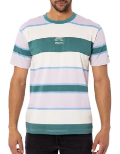 Russell Athletic Stripe Huntington Tee In Green