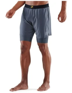 SKINS Compression Series 3 Superpose Half Tights In Charcoal