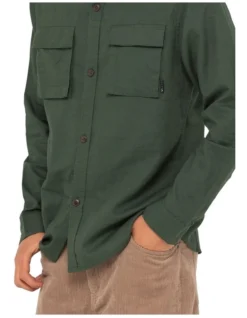 Rusty Linen Workwear Long Sleeve Shirt In Green -Men's Fashion 955238050 5 720x928