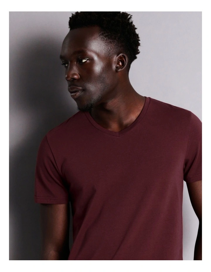 Tenerife V Neck Tee In Red 4 Tenerife V Neck Tee In Red - Image 2