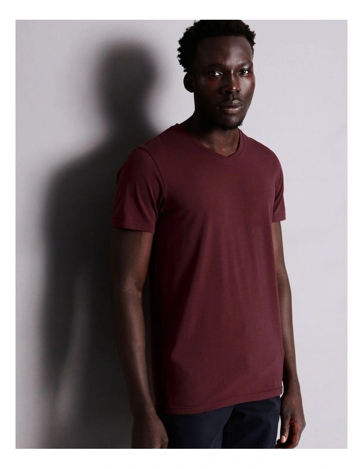 Tenerife V Neck Tee In Red 5 Tenerife V Neck Tee In Red - Image 3