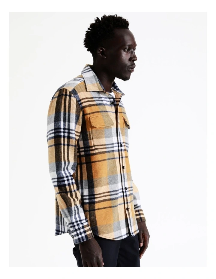 Elijah Check Long Sleeve Overshirt In Yellow 8 Elijah Check Long Sleeve Overshirt In Yellow - Image 6
