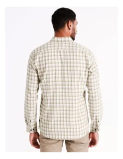 Kai Brushed Long Sleeve Check Slim Fit Shirt In Beige -Men's Fashion 956561680 5 720x928