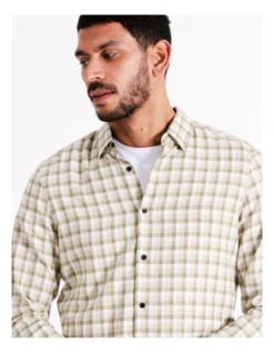 Kai Brushed Long Sleeve Check Slim Fit Shirt In Beige -Men's Fashion 956561680 6 720x928