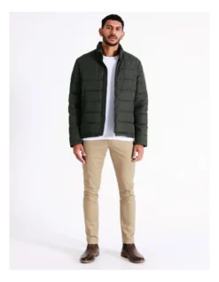 Hunter Hooded Puffer Jacket In Green