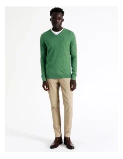 Australian Merino V-Neck Knit In Green -Men's Fashion 956607850 4 720x928