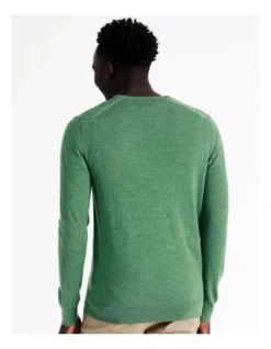 Australian Merino V-Neck Knit In Green -Men's Fashion 956607850 6 720x928