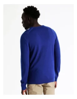 Australian Merino Crew Neck Knit In Blue -Men's Fashion 956608030 5 720x928