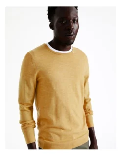 Australian Merino Crew Neck Knit In Beige