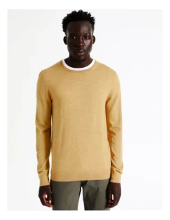 Australian Merino Crew Neck Knit In Beige -Men's Fashion 956608120 5 720x928