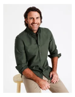 Harper Long Sleeve Oxford Shirt In Green