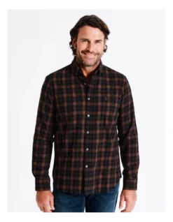 Croft Long Sleeve Check Shirt In Orange