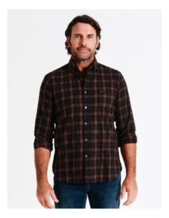 Croft Long Sleeve Check Shirt In Orange -Men's Fashion 956985130 7 720x928