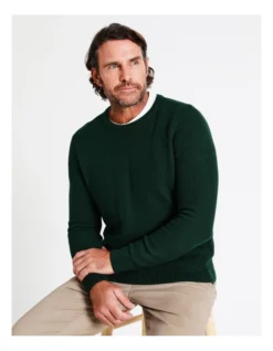 Knox Textured Crew Knit In Green