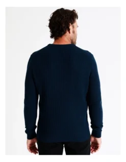 Knox Textured Crew Knit In Blue -Men's Fashion 956986840 6 720x928