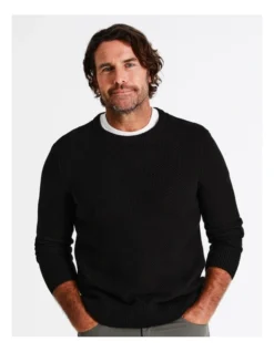 Knox Textured Crew Knit In Black