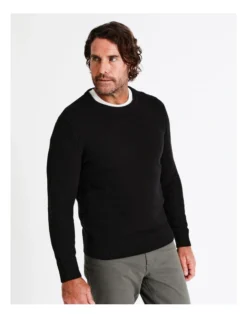 Knox Textured Crew Knit In Black -Men's Fashion 956986930 4 720x928