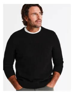 Knox Textured Crew Knit In Black -Men's Fashion 956986930 7 720x928