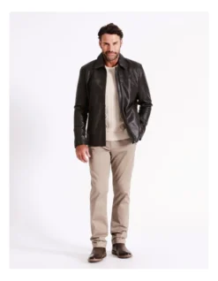 Whitehart Regular Collar Leather Jacket In Brown -Men's Fashion 956987650 5 720x928