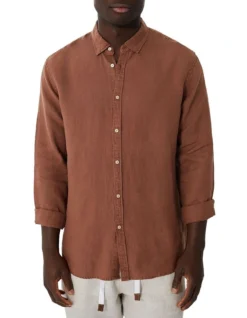 The Tennyson Linen Shirt In Copper -Men's Fashion 958148110 2 720x928