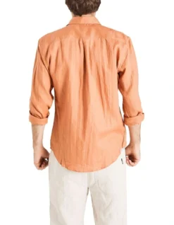 Long Sleeve Linen Shirt In Rust -Men's Fashion 958334950 4 720x928
