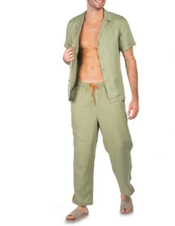 Linen Pants Relaxed Fit In Green -Men's Fashion 958335400 7 720x928
