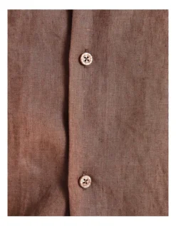Camper Short Sleeve Linen Shirt In Chocolate -Men's Fashion 958336030 3 720x928