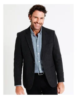Camden Textured Blazer In Charcoal