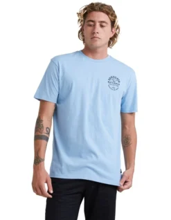 Quiksilver Line Dropper Short Sleeve T-Shirt In Dusk Blue