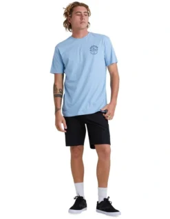 Quiksilver Line Dropper Short Sleeve T-Shirt In Dusk Blue -Men's Fashion 959061250 5 720x928