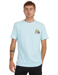 Quiksilver River Bend Short Sleeve T-Shirt In Iced Aqua