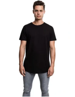 URBAN CLASSICS Shaped Long Tee In Black