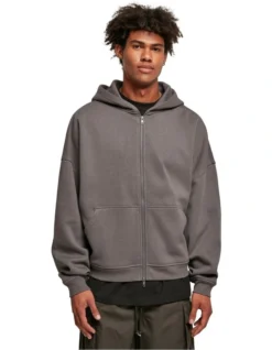 URBAN CLASSICS Organic 90's Zip Hoody In Dark Shadow