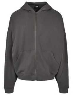 URBAN CLASSICS Organic 90's Zip Hoody In Dark Shadow -Men's Fashion 959634460 6 720x928