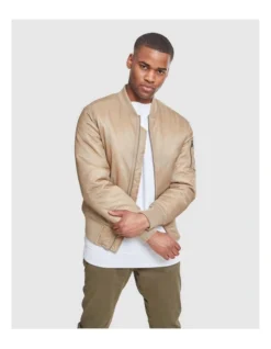 URBAN CLASSICS Tech Bomber Jacket In Beige