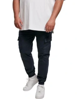 URBAN CLASSICS Washed Cargo Twill Jogging Pants In Midnight Navy
