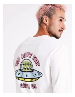 Space Tripper Print Long Sleeve Tee In White -Men's Fashion 960255190 2 720x928