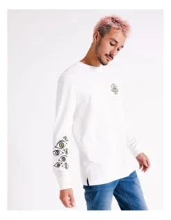 Space Tripper Print Long Sleeve Tee In White -Men's Fashion 960255190 5 720x928
