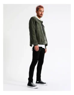 Crescent Cord Sherpa Lined Jacket In Green